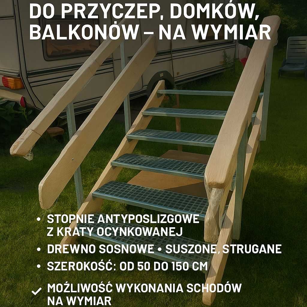 Schody zewnętrzne do przyczep, domków, balkonów – solidne