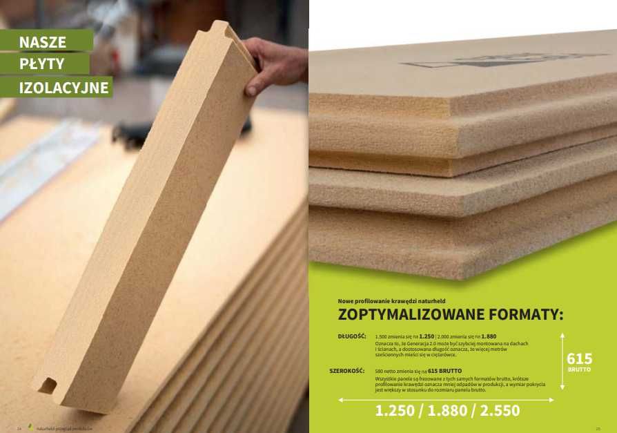 Wełna drzewna NATURHELD 180 – płyta 40mm 4cm, pióro-wpust, 615×1880 mm