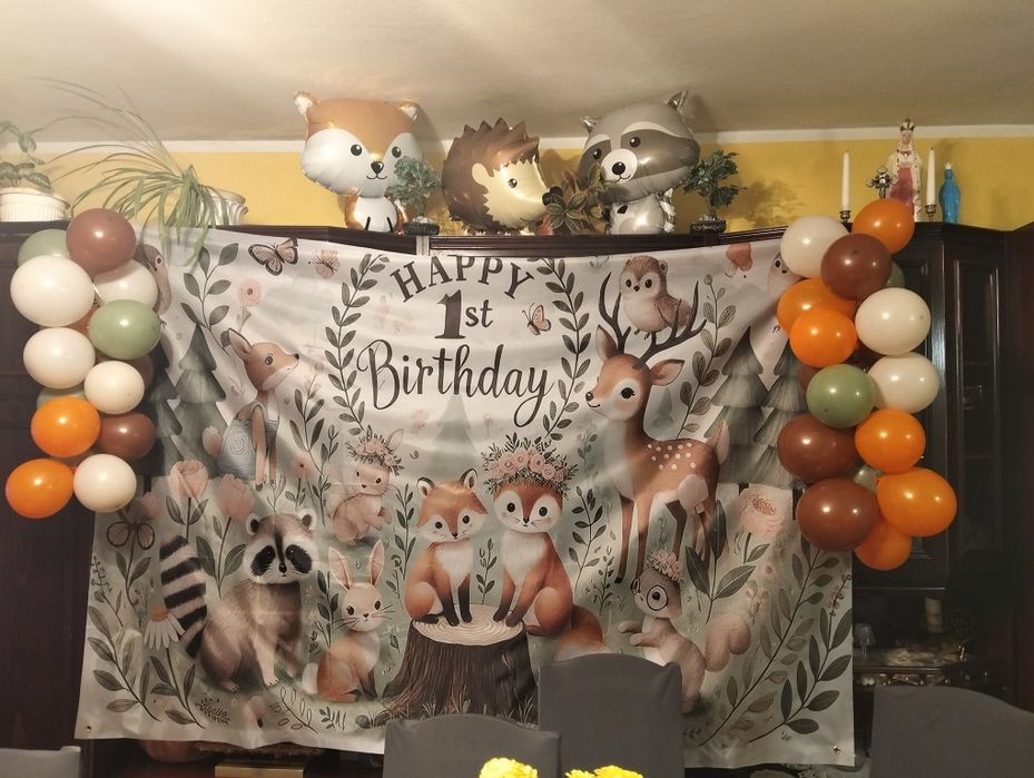 Dekoracja, ścianka na roczek, motyw leśny, jesienny