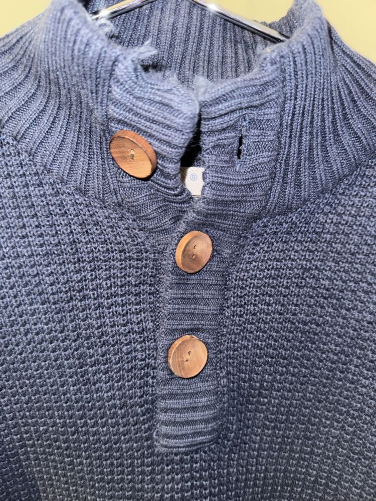 Sweter z guzikami granatowy M