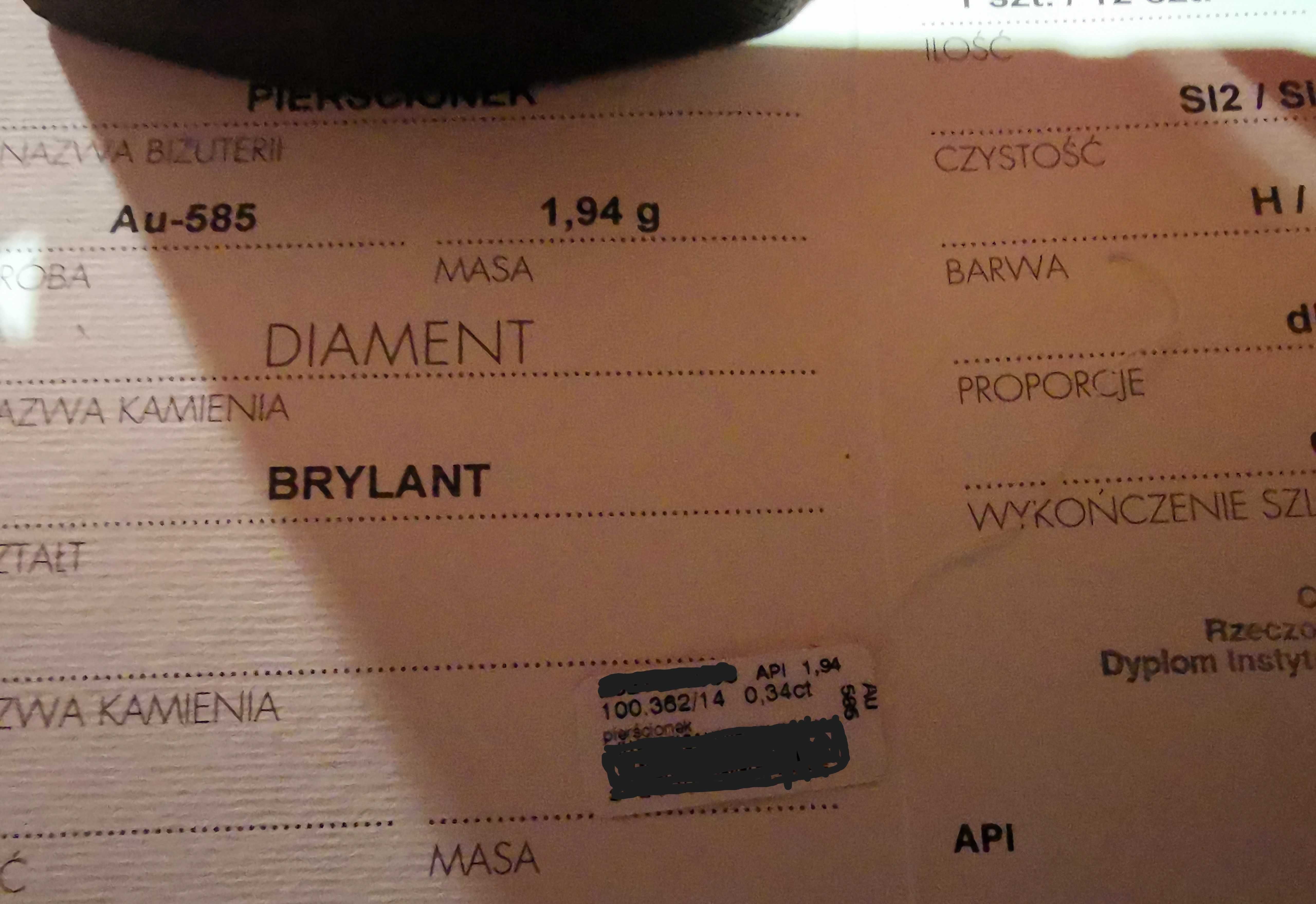 Pierścionek z żółtego złota z brylantami 0,34 ct - próba 585
