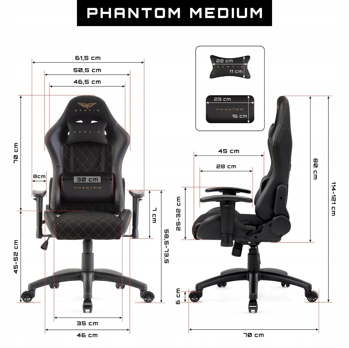 Fotel gamingowy Gamvis Phantom rozmiar Medium