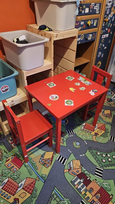Stolik + 2 krzesła Ikea Kritter - czerwony