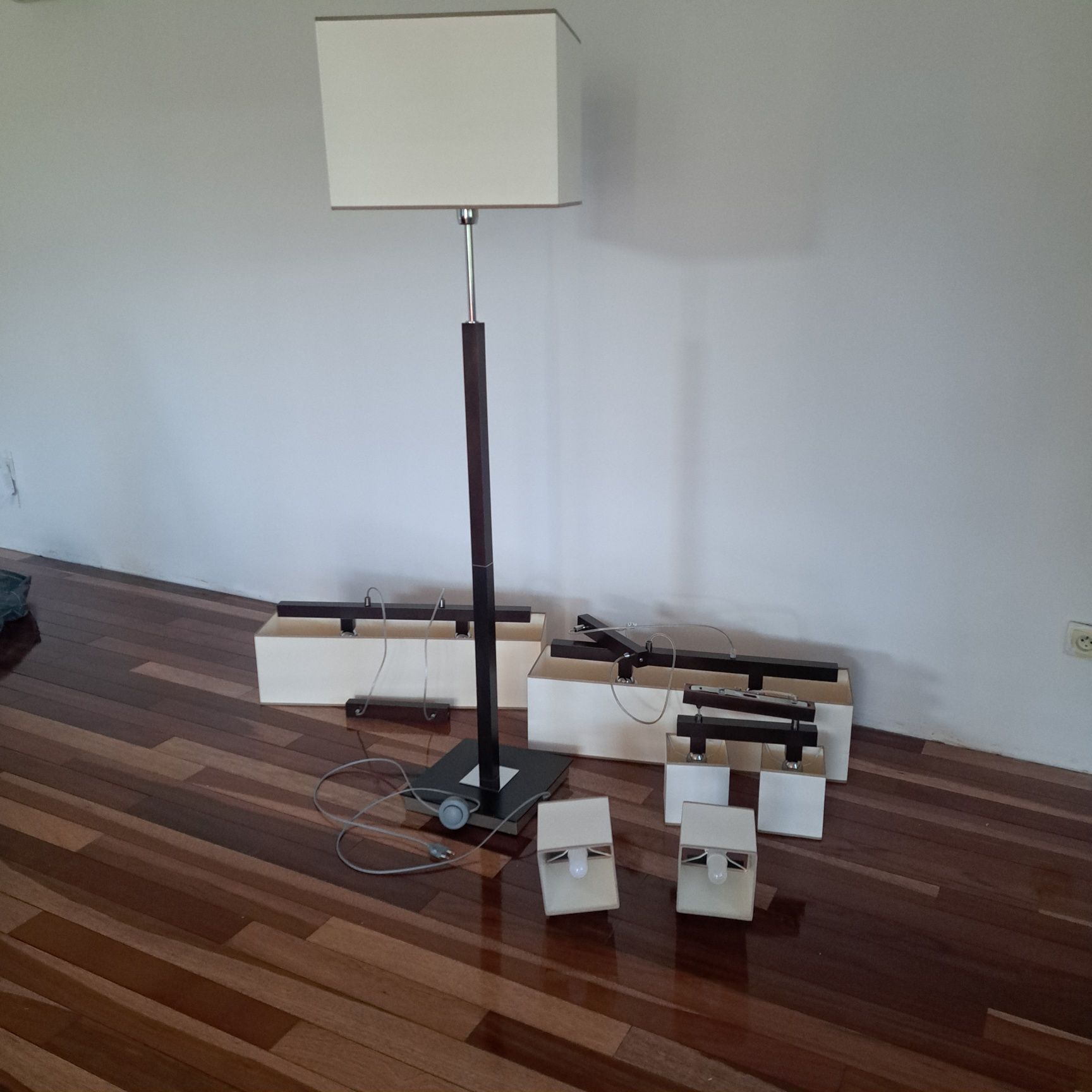 Komplet lamp w kolorze brąz+ ecru