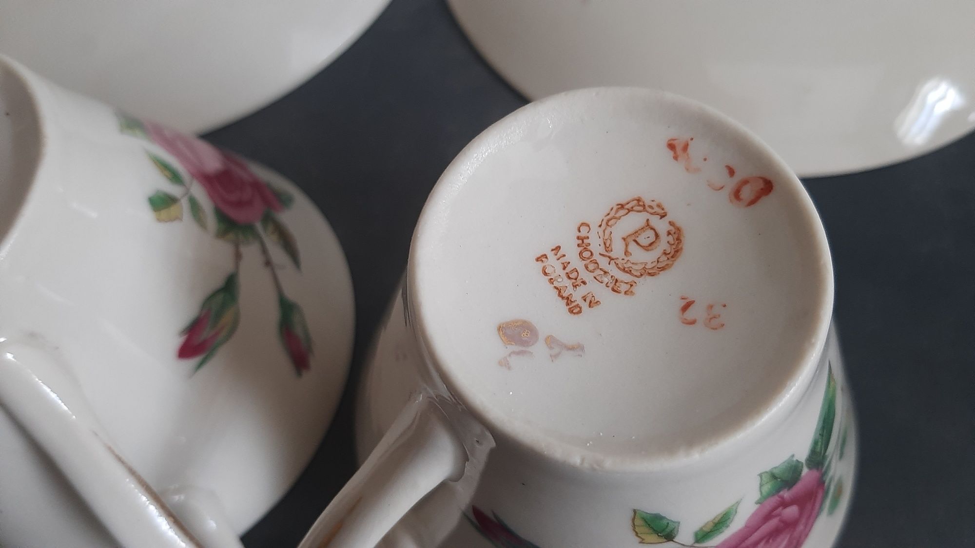 2 filiżanki z talerzykami porcelana Chodzież