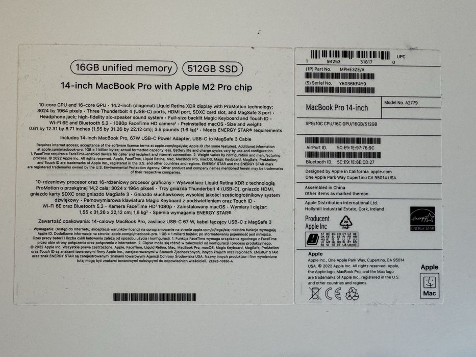 laptop Apple Macbook Pro 14 M2 Pro 16gb/512gb bdb bateria 98%