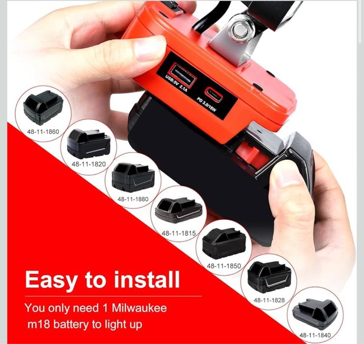 EDTRAN Lampa robocza Led pod akumulator Milwaukee 18V
