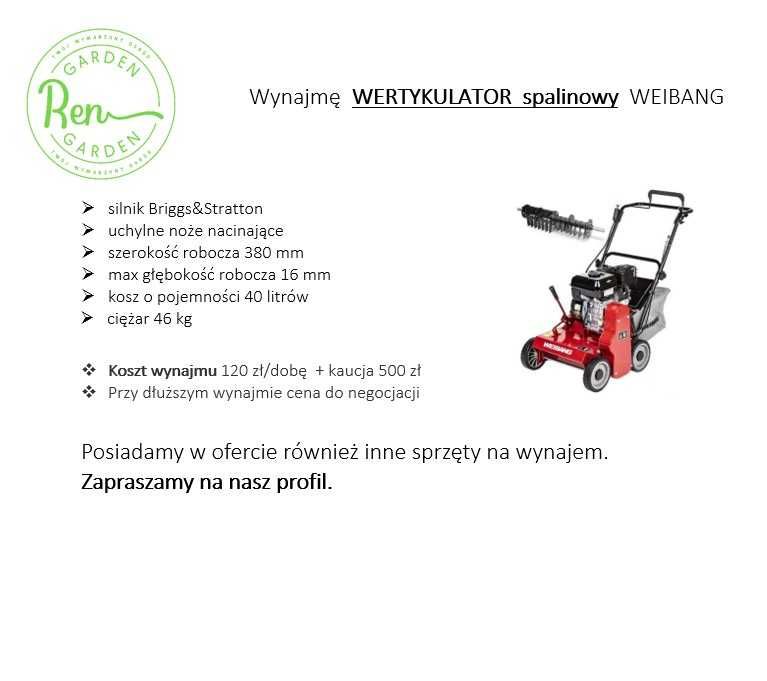 wynajem: aerator rurkowy, wertykulator, glebogryzarka, piaskarka