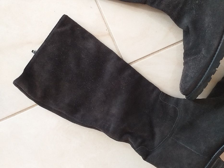 Kozaki buty ze skóry skórzane zamszowe czarne r 39