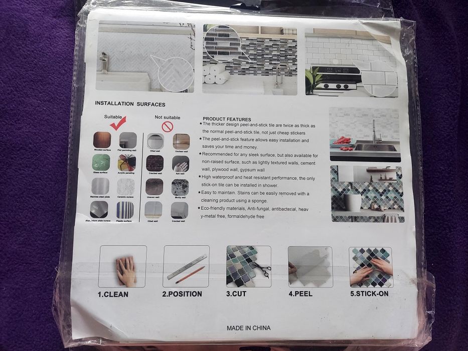 Samoprzylepna ciemnoszara płytka mozaikowa dekoracyjna 3D 12x12cm do k