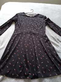 Sukienka czarna w kwiatki, różyczki, Mohito r.M