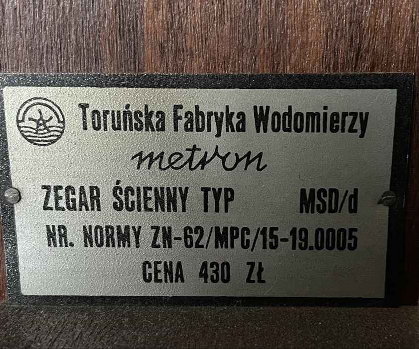 Zegar ścienny PRL - Metron MSD/d 1967 rok