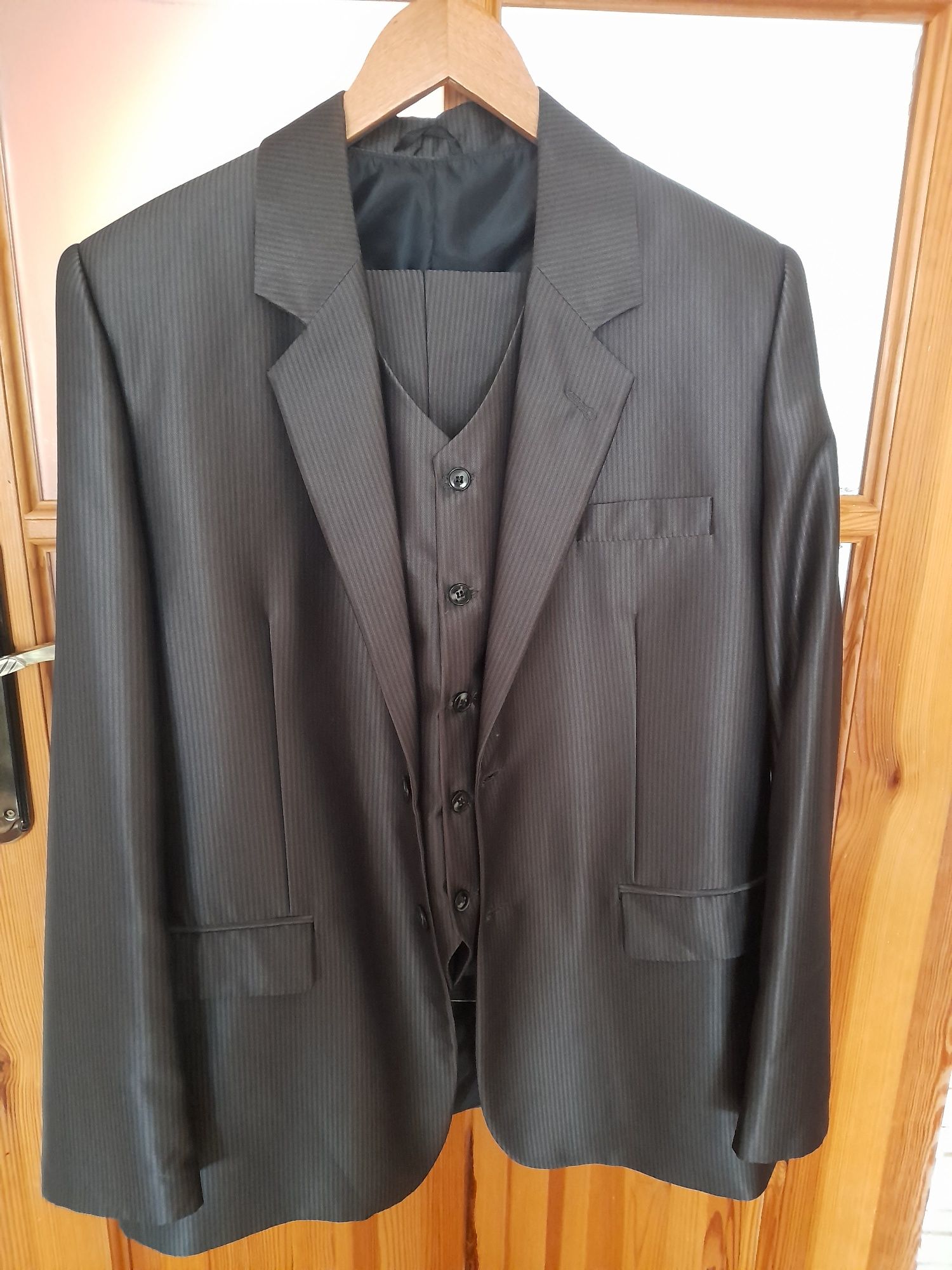 Nowy garnitur Jandar 176 L xl 3w1 marynarka kamizelka spodnie prążki