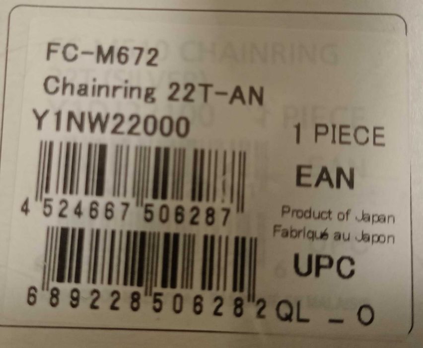 Tarcza zębatka mechanizmu korbowego 22T Shimano FC-M6000 M672