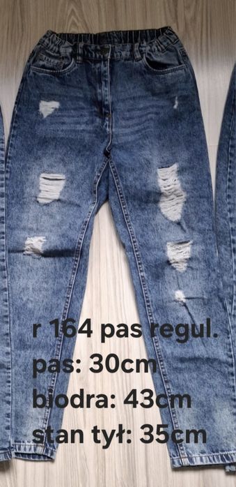 Spodnie jeansy Destination r 158, 164 + bluzy HM