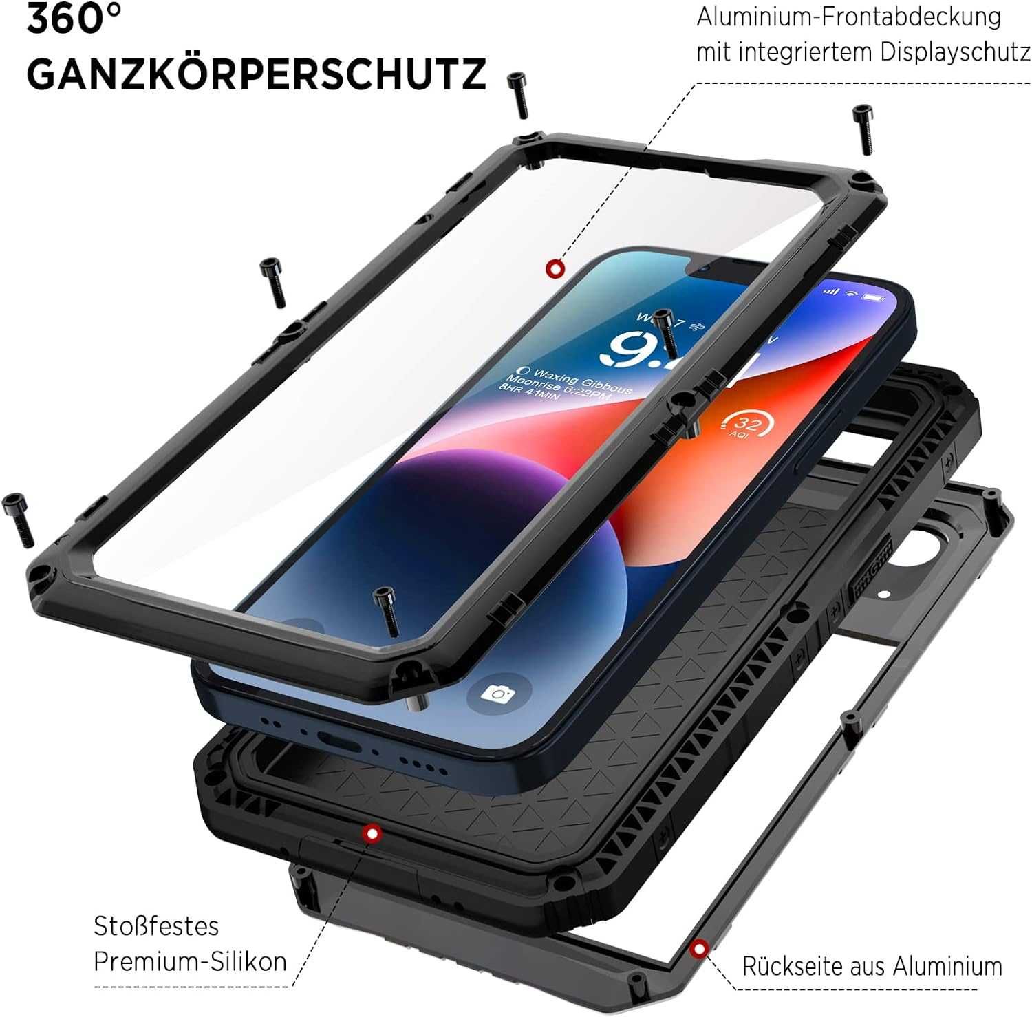 Beeasy iPhone 14 PLUS etui wodoodporne pancerne metalowe  pyłoszczelne