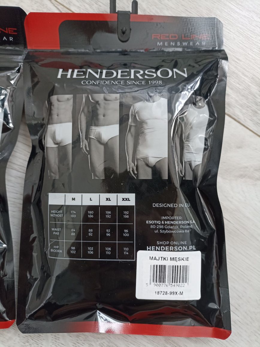 Nowe majtki slipy 2 sztuki zestaw męskie red line logo Henderson