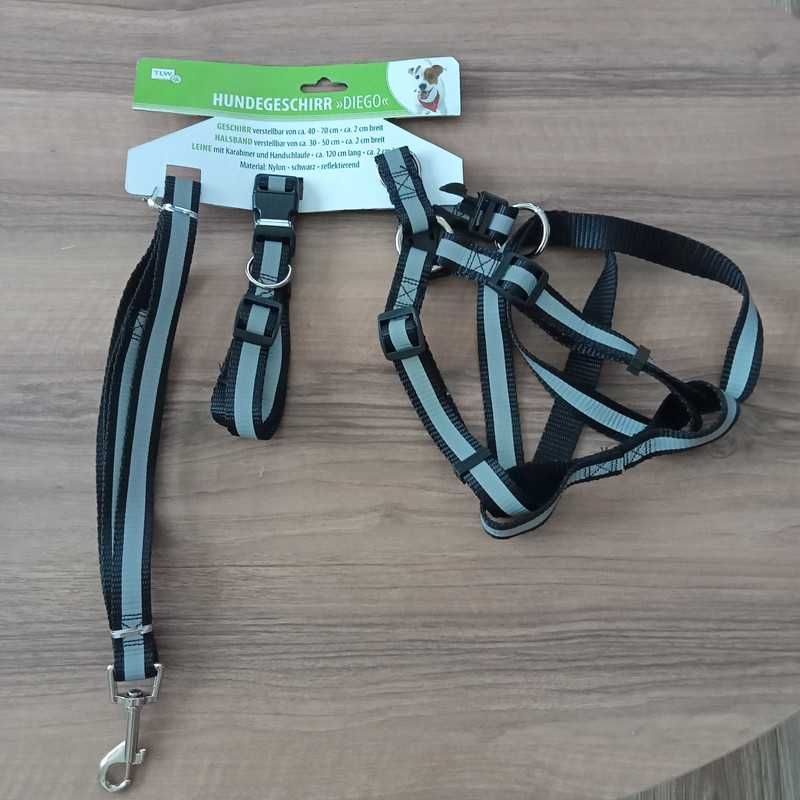 Szelki dla psa Schoberg  Zestaw 3 sztuk Obroża, Smycz i szelki