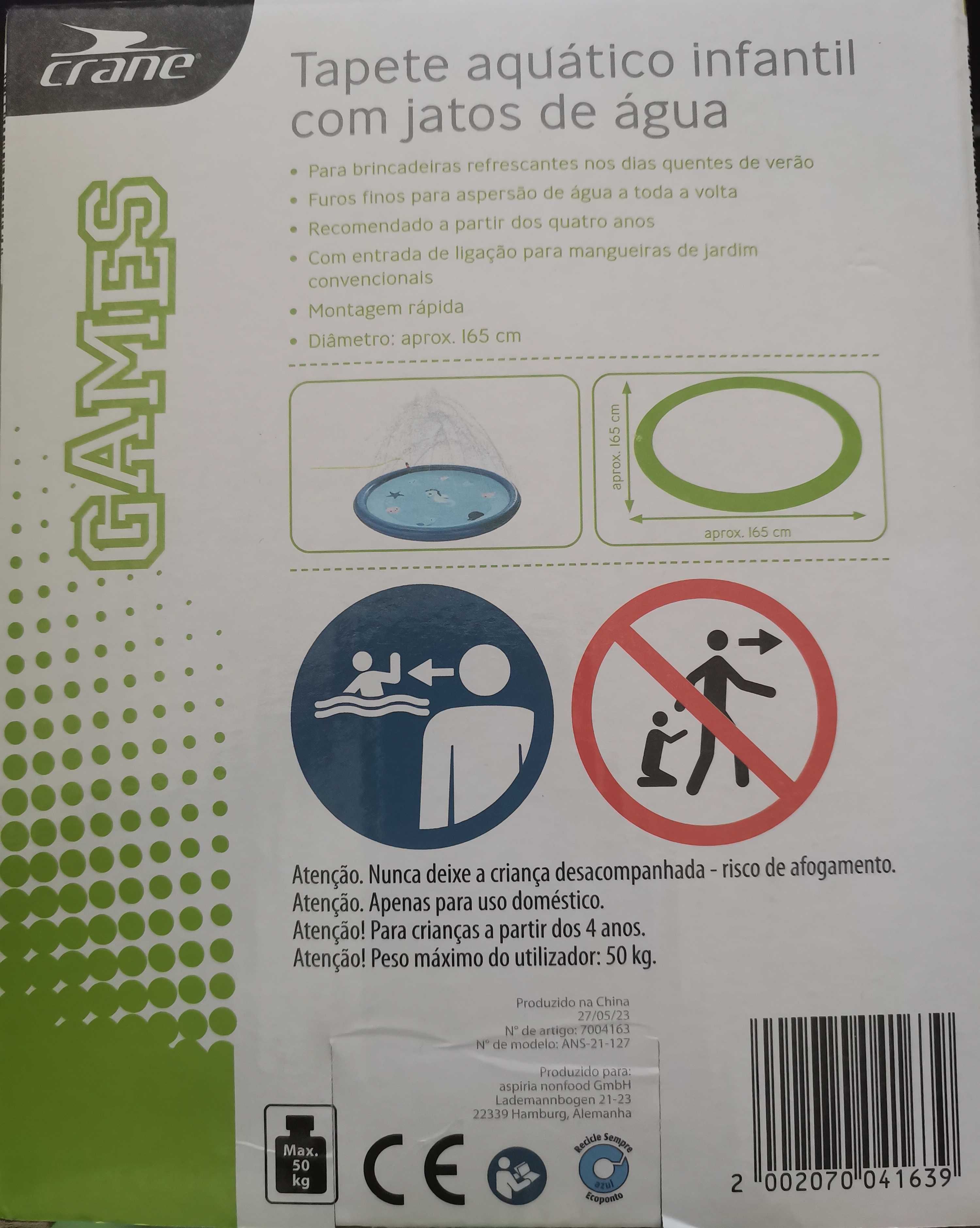 Tapete aquático infantil com jatos de água