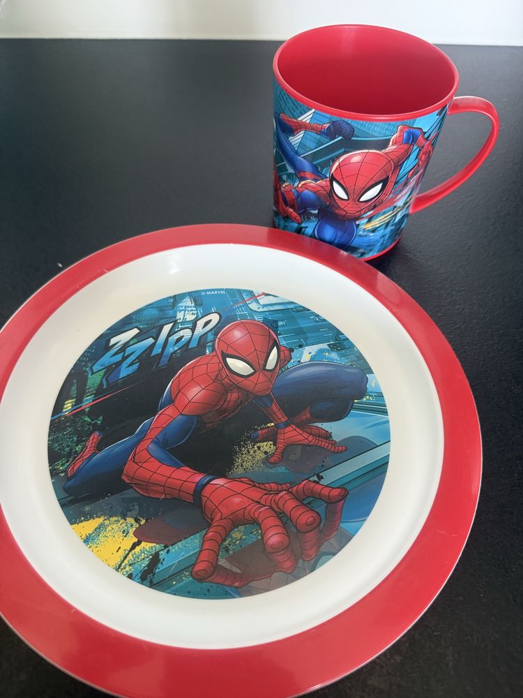 Zestaw spiderman talerz i kubek plastikowe