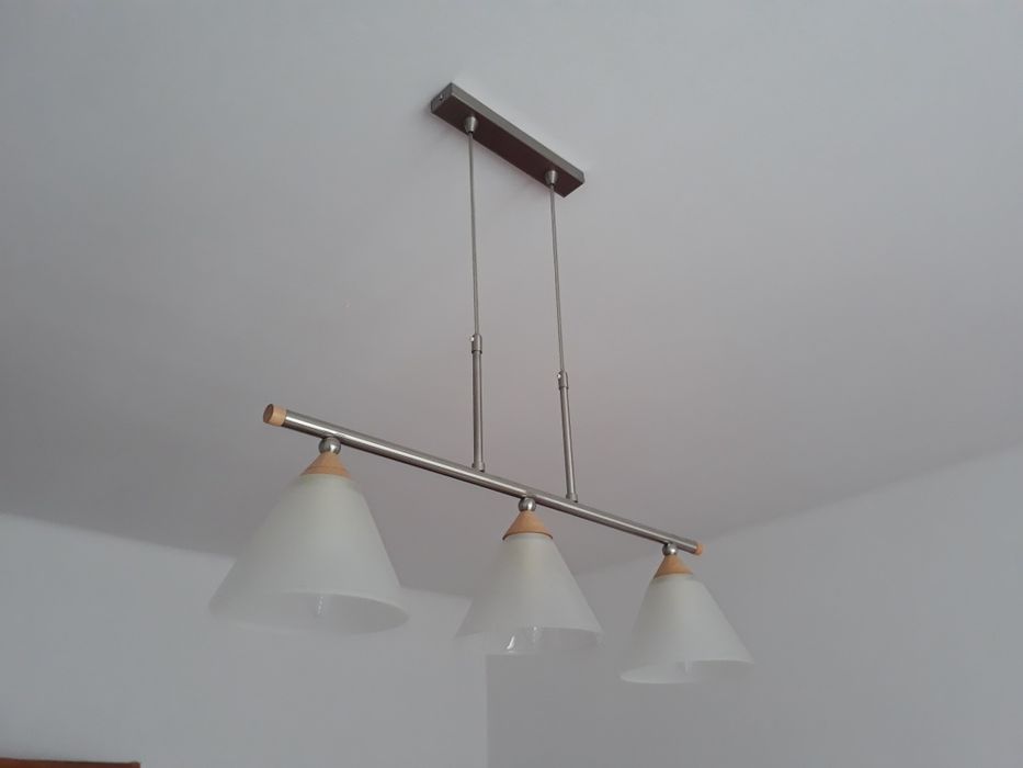 Lampa wisząca potrójna ** metalowa, srebrna