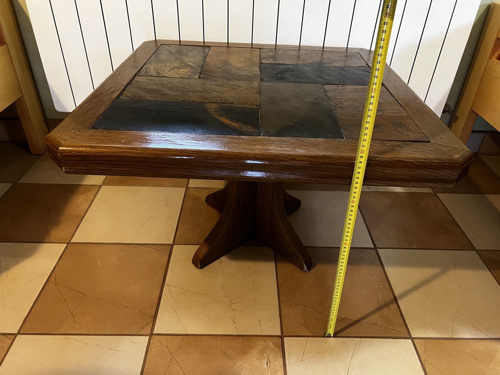 Stół kamień + drewno 74x74 cm