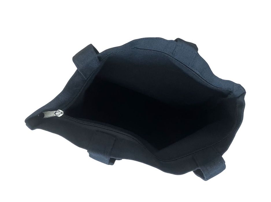 Torba shopper bawełniana czarna z zamkiem – eko torba na zakupy