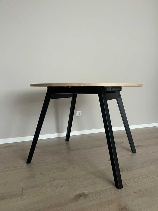 Stół okrągły rozkładany dąb artisan/czarny