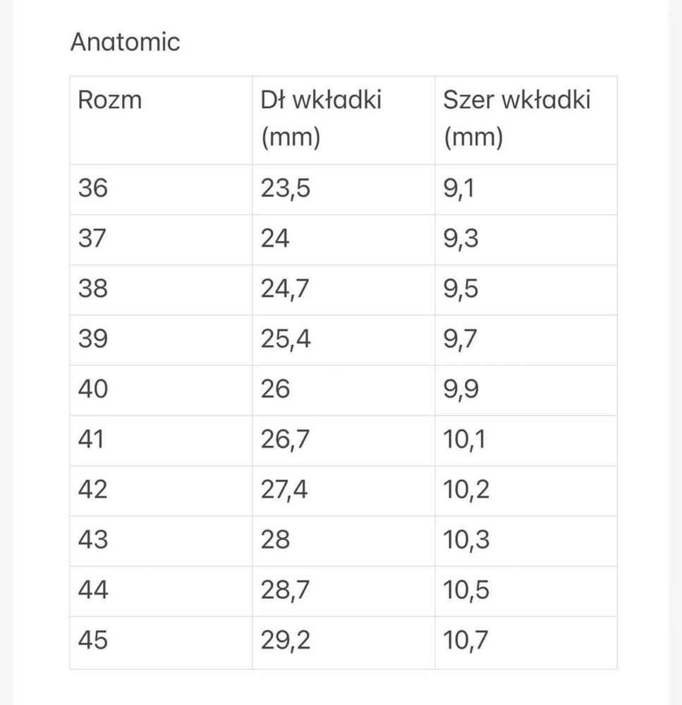 NOWE wsuwane Anatomic czeszki rozm od 39 do 45