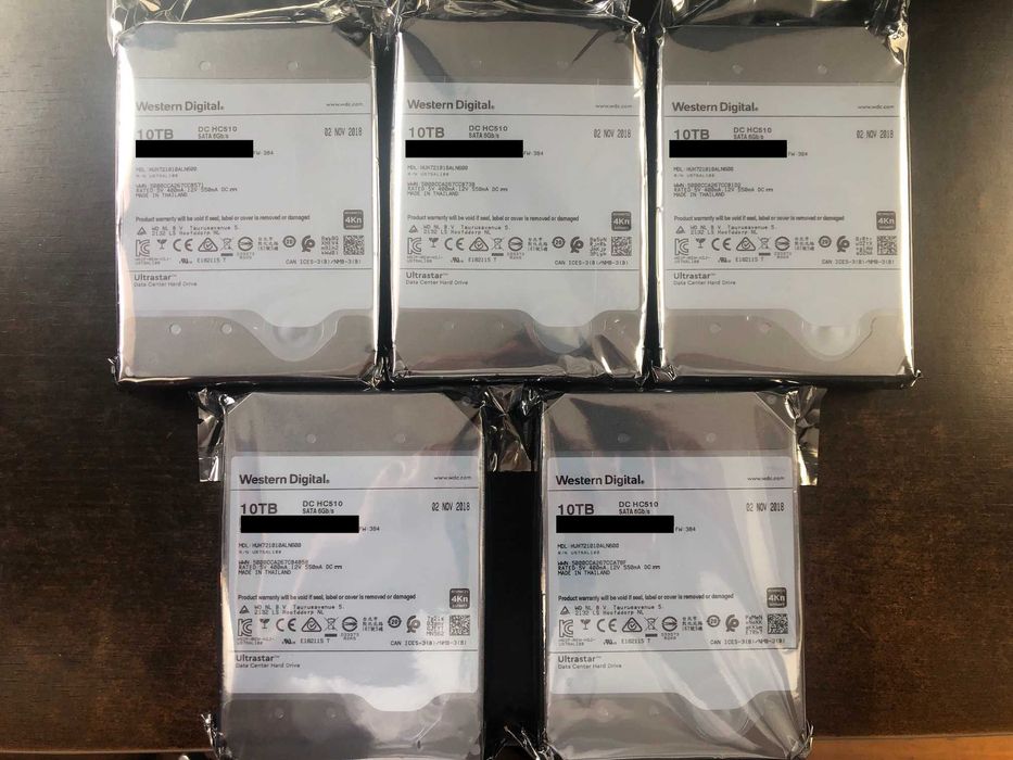 Discos rígidos NAS/server 50TB (5x10TB) HGST DC HC510 Ultrastar WD
