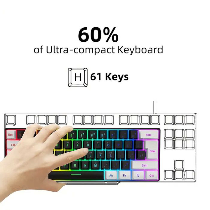 Snpurdiri V800 дротова ігрова клавіатура Міні-клавіатура зі RGB. СТОК.