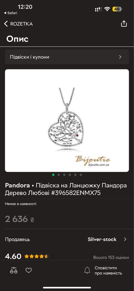 Pandora підвіска намистина дерево любові