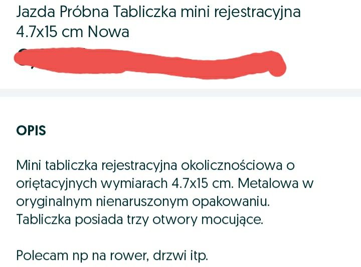 Tabliczka Jazda Próbna mini inspirowana tablicą rejestracyjną.