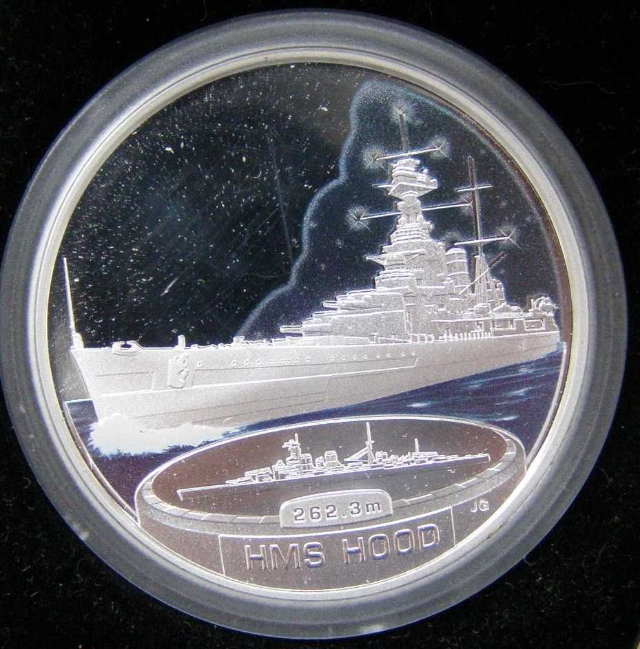 Набір срібних монет 5 шт. 2007 р. "Історичні лінкори 2 Світової війни"