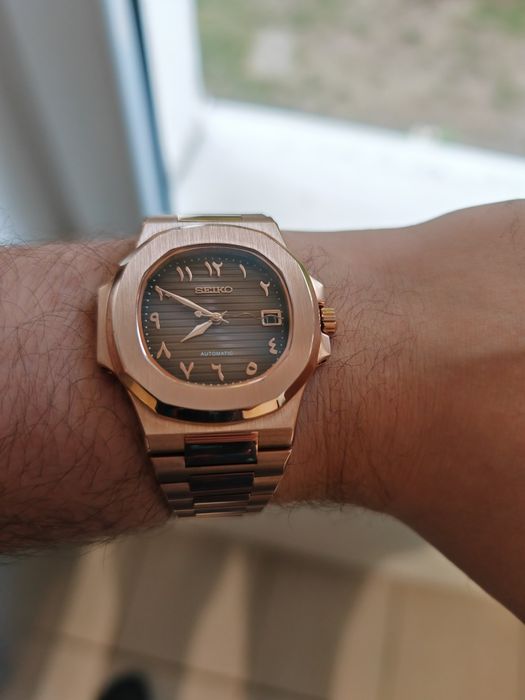 Zegarek mechaniczny Seiko Mod Nautiqus Rose Gold