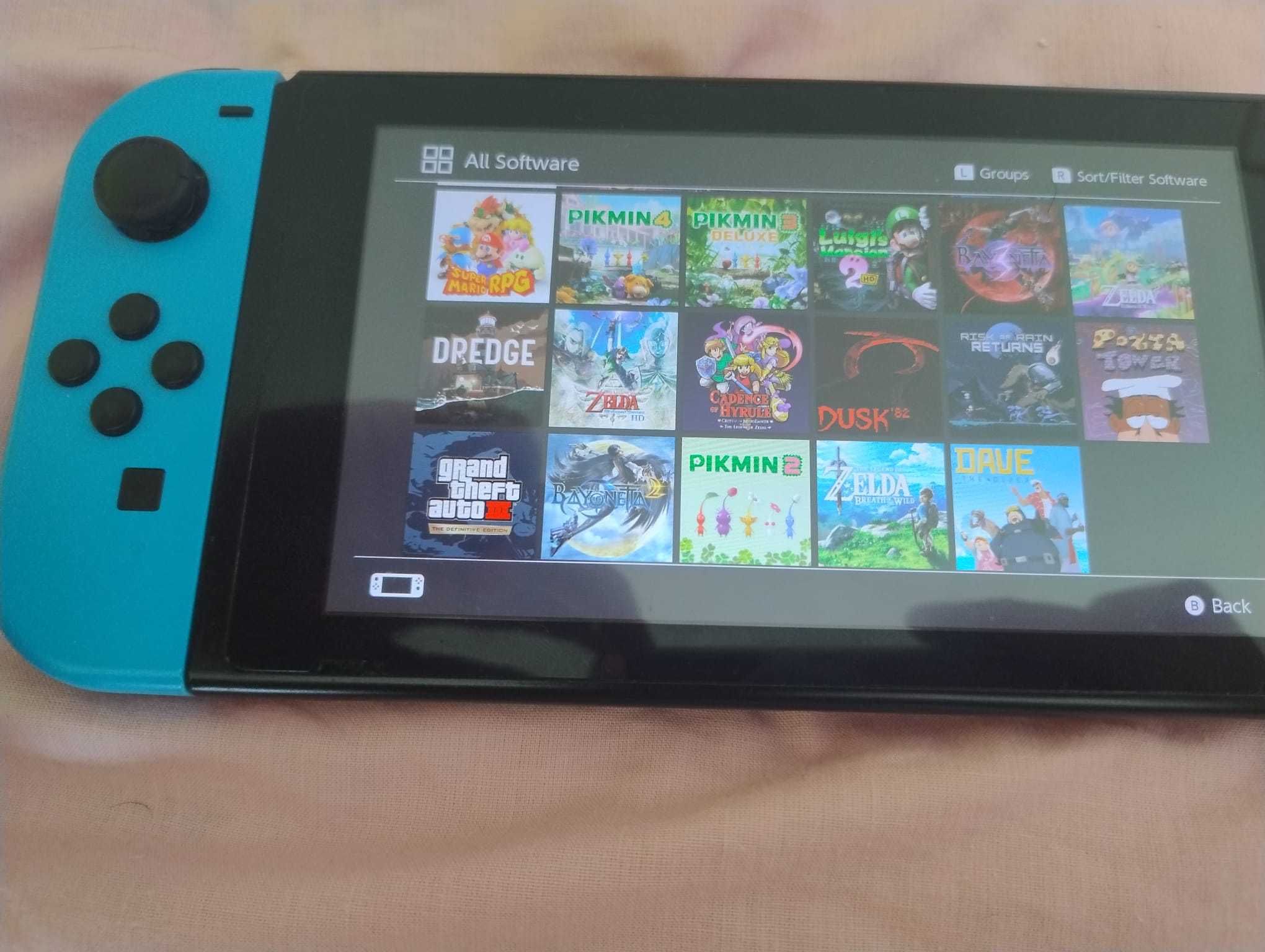 Nintendo Switch V2 Desbloqueado + microSD 1TB + 8bito adpter