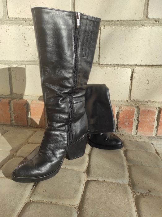 Сапоги, ботінки , зимове шкіряне жіноче взуття, казаки , ботфорди