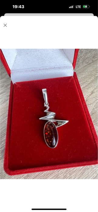 кулон, підвіс срібло, серебро янтарь, бурштин