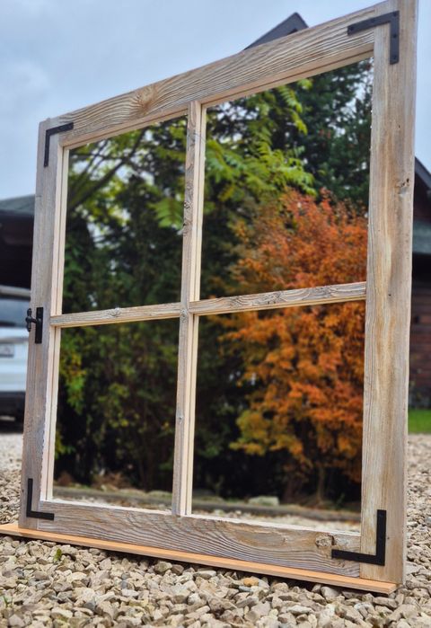 Lustro, stare drewno, loft, boho, rustykalne, vintage,  retro