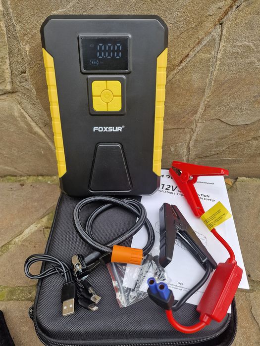 Пускозарядний пристрій з компресором для автомобіля FOXSUR FJS-950