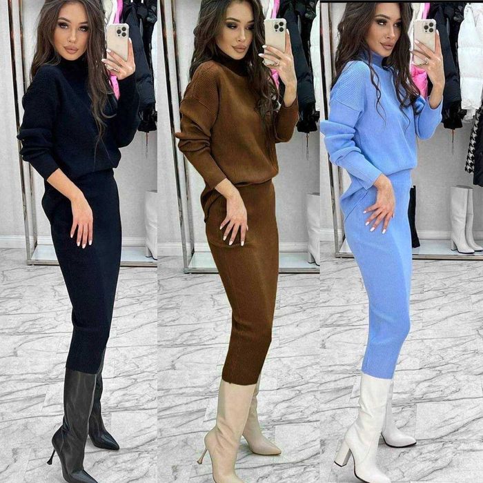 Костюм жіночий теплий з ангори спідниця светер | женский модель 1139