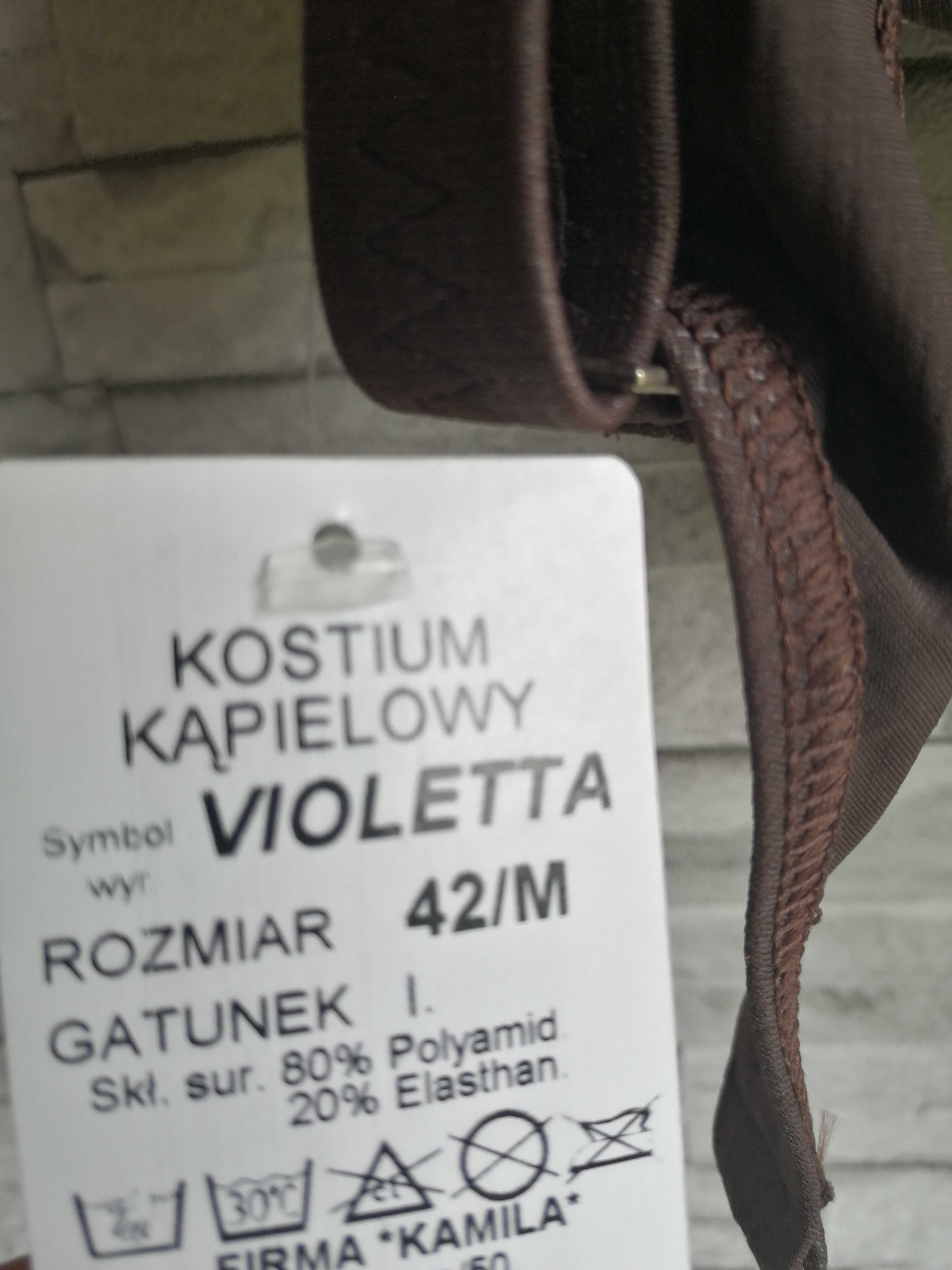 nowy strój kąpielowy dwuczęściowy, rozmiar 42/M wzór violetta,