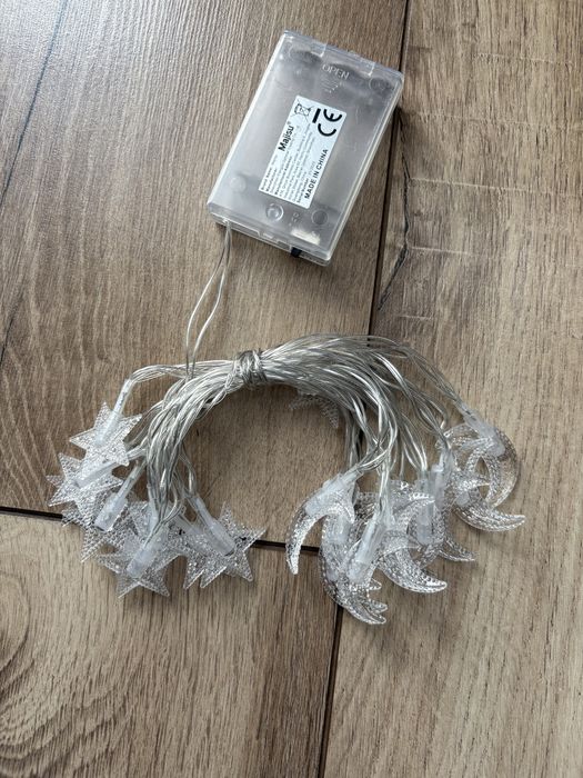 Girlanda led lampki nowe 20 elementow gwizadki ksiezyc