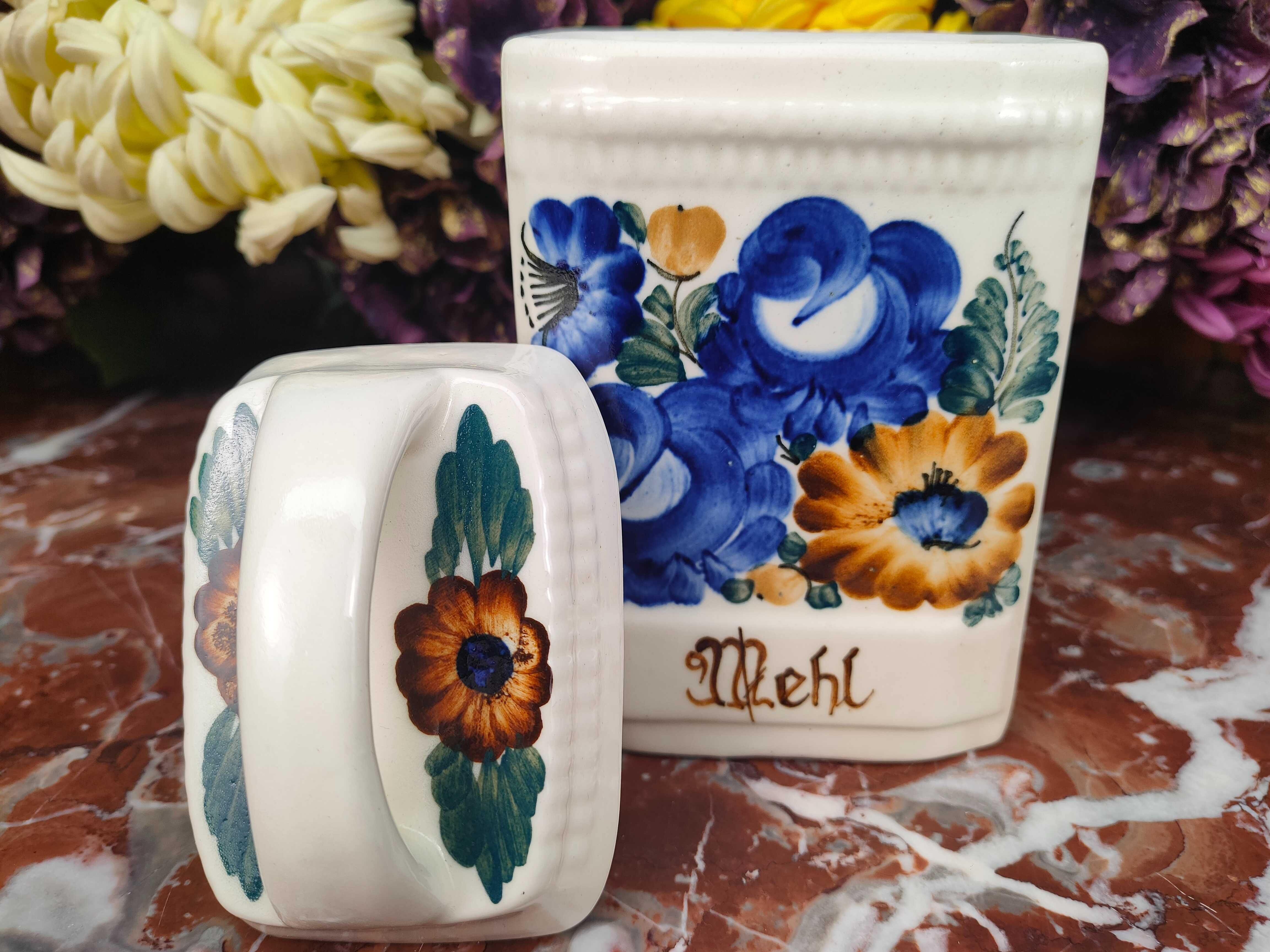 Śliczny ceramiczny pojemnik na mąkę - Kolorowy 'Włocławek' - 700 ml