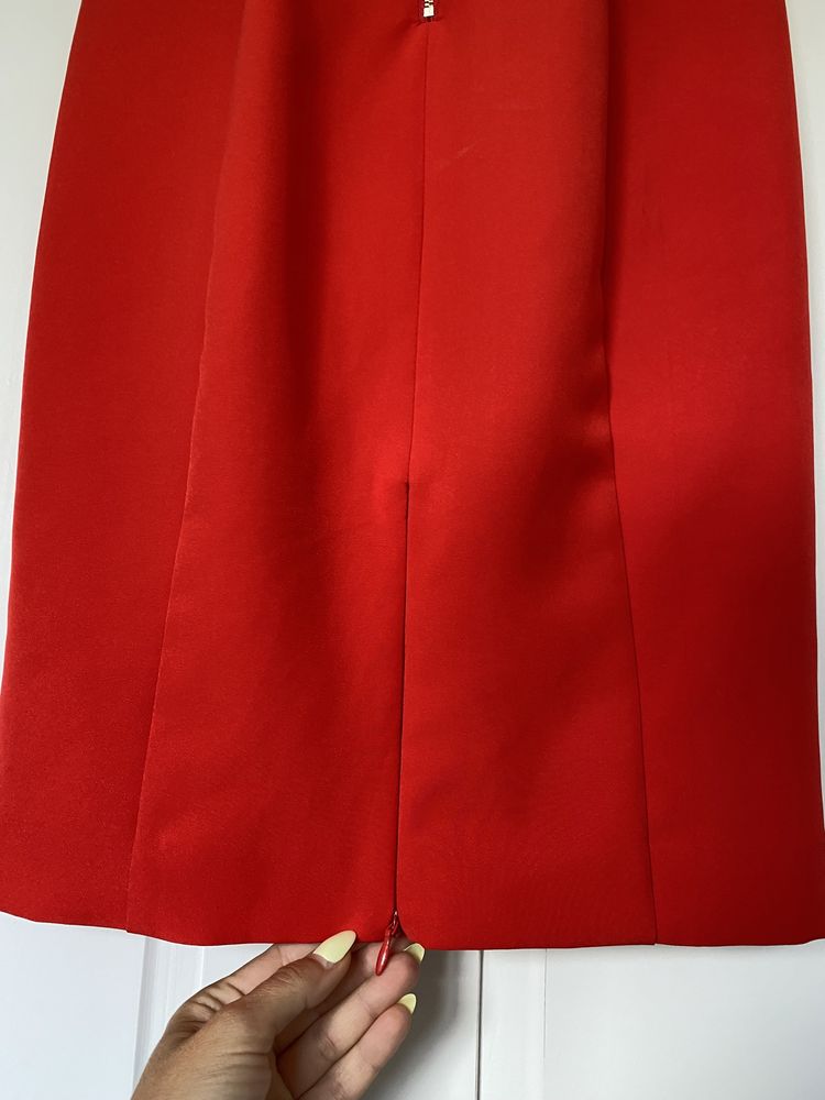 Liu jo klasyczna sukienka czerwona tuba na zamek z rozporkiem 34 XS