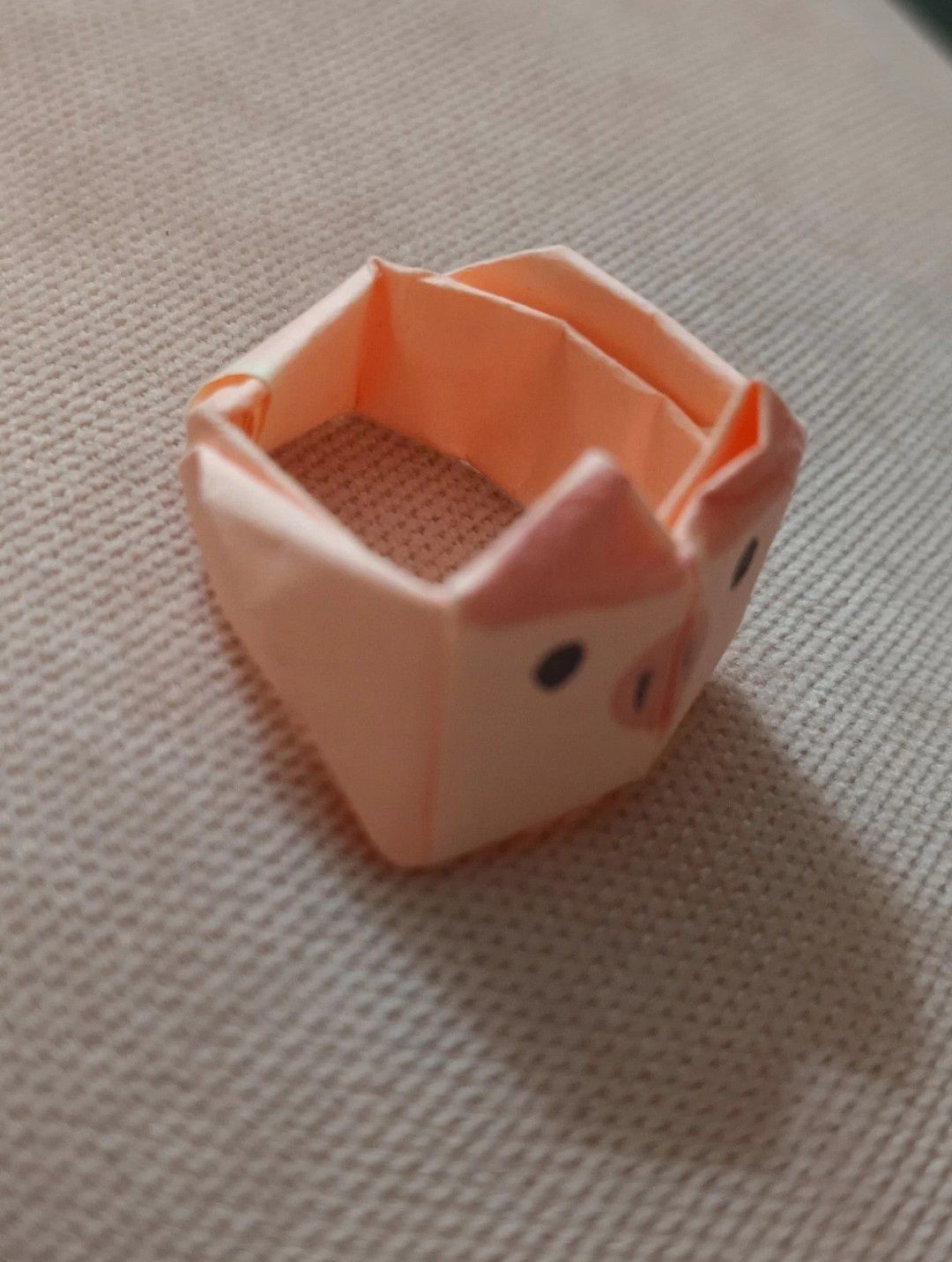 Pierścionek origami, świnka