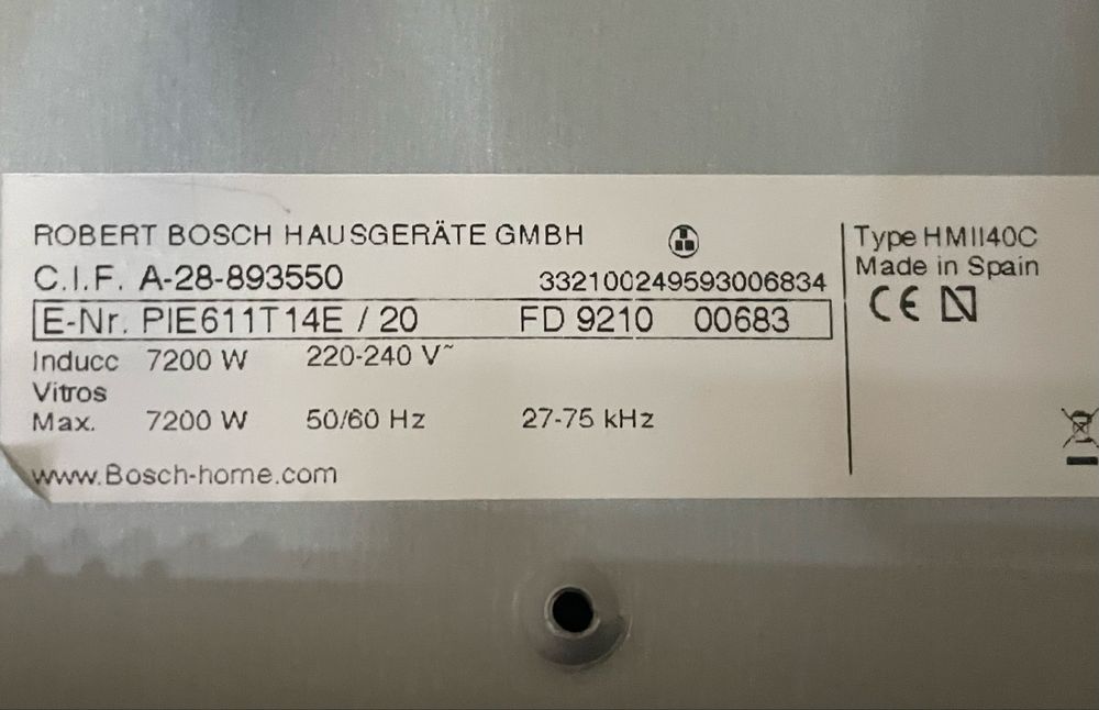 Варильна поверхня Bosch PIE611T14E індукційна