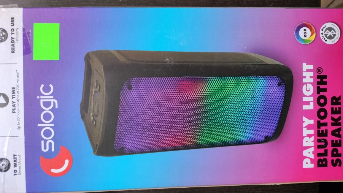 Głośnik SOLOGIC RGB bluetooth.Powystawowy