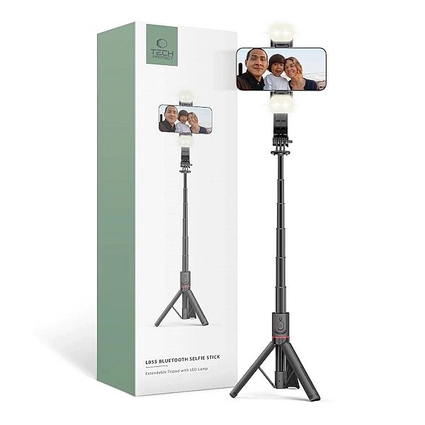 Selfie stick Tech-Protect L05S Bluetooth z tripodem do 105cm z lampą L