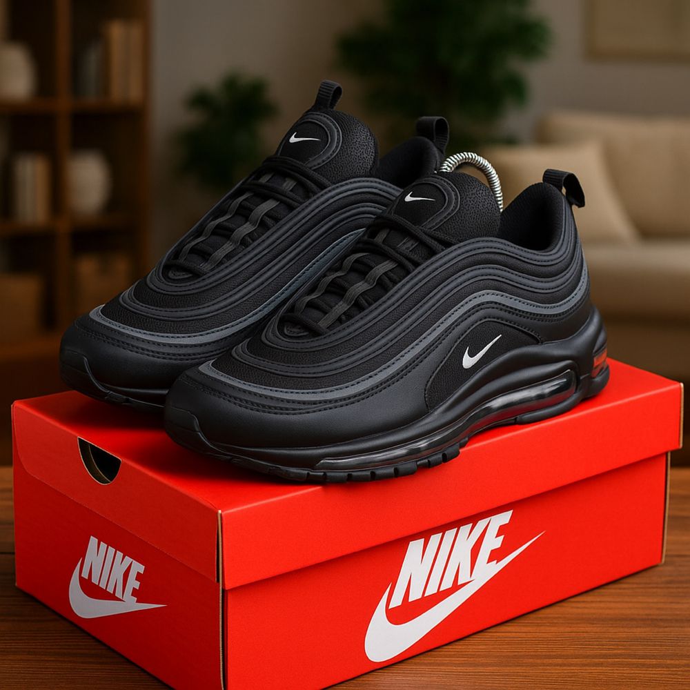 Чоловічі кросівки Nike Air Max 97 чорні з сірою вставкою